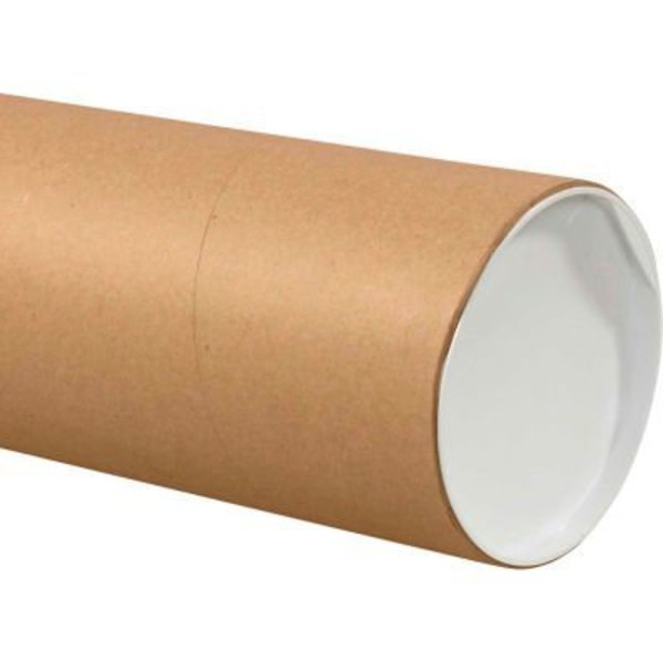 The Packaging Wholesalers Jumbo Mailing Tubes With Caps, 6in Dia. x 36inL, 0.125in Thick, Kraft, 10/Pack B42936